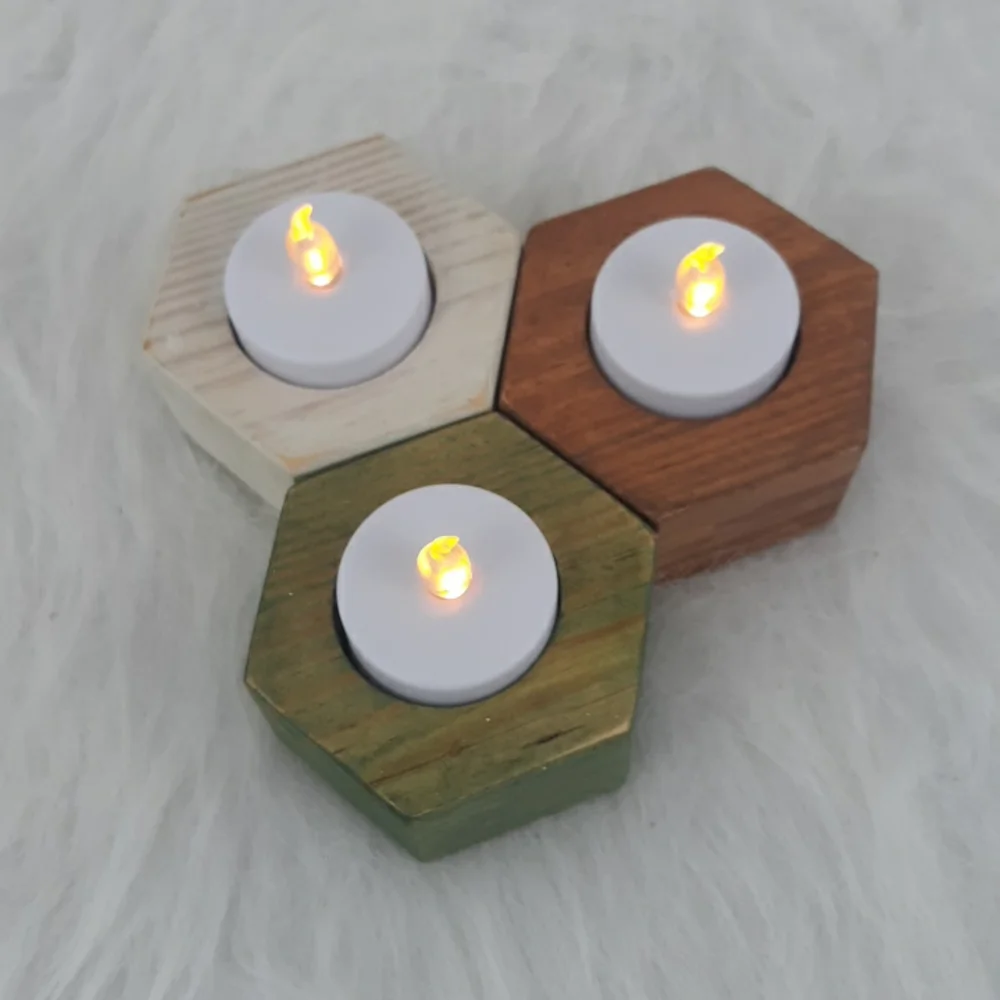 Rustic Handcrafted Led Candle Set - Picture 1 of 3